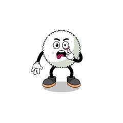 Character Illustration of rice ball with tongue sticking out