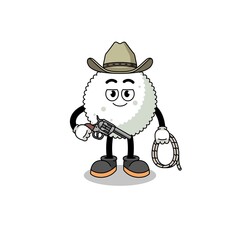 Character mascot of rice ball as a cowboy