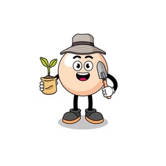 Illustration of pearl cartoon holding a plant seed