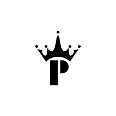 letter P logo template king crown illustration vector design