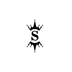 letter S logo template king crown illustration vector design