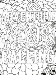 Quotes Enjoy every moment. Black and white lettering illustration. Coloring book. T-skirt, poster, banner, motivation.