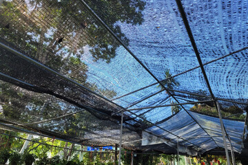 Black shading net pattern texture and background. Weaved plastic shade to protect and avoid direct...