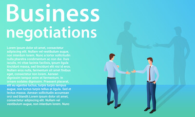 Business negotiations .People communicate and make a deal .Poster in business style.Flat vector illustration.