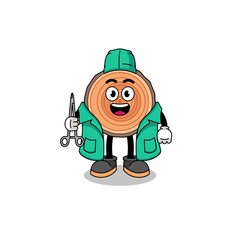 Illustration of wood trunk mascot as a surgeon