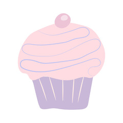 IIllustration of a cupcake on a white background. Vector illustration. Postcard