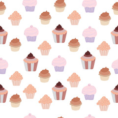 Vector seamless pattern with candies. Sweet candy and cookie holiday background for birthday party. Girls backdrop