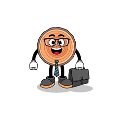 wood trunk mascot as a businessman