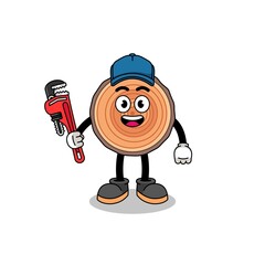 wood trunk illustration cartoon as a plumber
