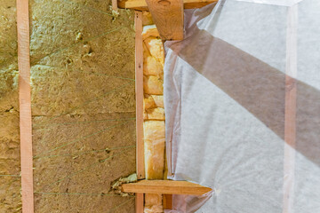 The roof is insulated with green mineral wool and yellow glass wool and sheathed with a vapor...