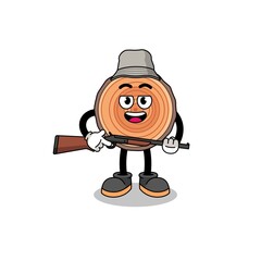 Cartoon Illustration of wood trunk hunter