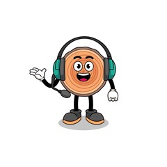 Mascot Illustration of wood trunk as a customer services