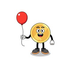 Cartoon of turkish lira holding a balloon