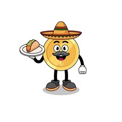 Character cartoon of turkish lira as a mexican chef