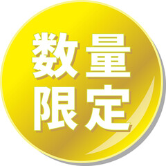 Fototapeta premium 「数量限定」の文字が描かれた金色の缶バッチアイコンのベクターイラスト