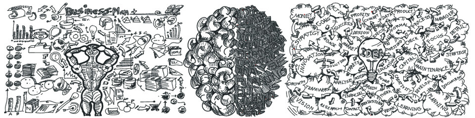 Sketch plan Business icon various - think creativity modern Idea and Concept illustration -Vector