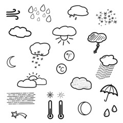 21x Wetter - Icons, Illustrationen, Zeichen / Sketchnotes	