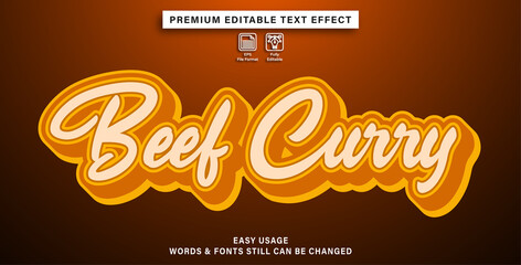 editable text effect beef curry