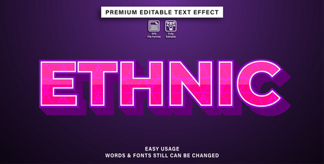 ethnic editable text effect, text graphic style, font effect.