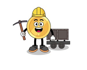 Mascot Illustration of russian ruble miner