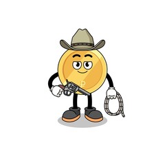 Character mascot of russian ruble as a cowboy