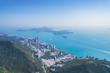 Fototapeta na wymiar Beautiful aerial view of Pok Fu Lam, of the south of Hong Kong,