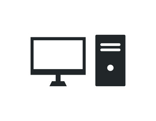 Computer desktop vector icon, pc symbol. Simple, flat design for web or mobile app