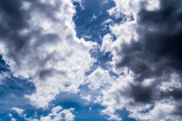 Blue sky with white clouds. Abstract background.