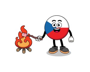 Illustration of czech republic burning a marshmallow