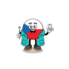 Illustration of czech republic mascot as a dentist
