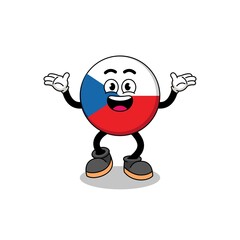 czech republic cartoon searching with happy gesture