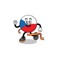 Mascot cartoon of czech republic running on finish line