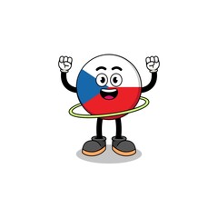 Character Illustration of czech republic playing hula hoop