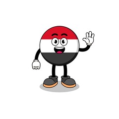 Fototapeta premium yemen flag cartoon doing wave hand gesture