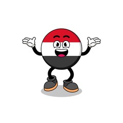 yemen flag cartoon searching with happy gesture