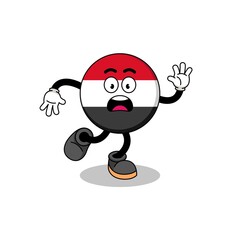slipping yemen flag mascot illustration