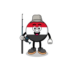 Mascot Illustration of yemen flag fisherman