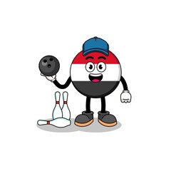 Mascot of yemen flag as a bowling player