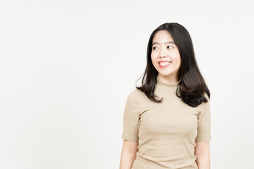 Obraz premium Smile and Looking away Of Beautiful Asian Woman Isolated On White Background