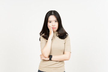 Boring Gesture Of Beautiful Asian Woman Isolated On White Background