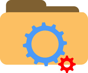 folder with cogwheel icon on white background. data management symbol. project Management sign. flat style.