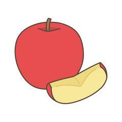 りんごのイラスト（主線あり）