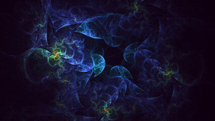 3D rendering abstract multicolor fractal light background