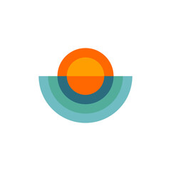 Retro logo of sea and sun