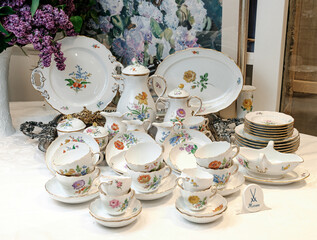 vintage dining set tableware Porcelain Meissen Keramik