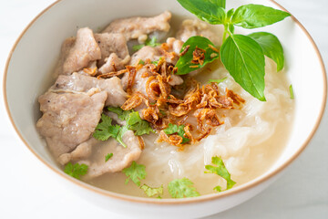 Pho Bo vietnamese soup with pork and rice noodles