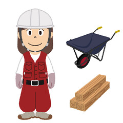 鳶職人の女性イラスト