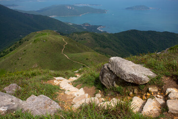 Lantau peak with long hiking trails in  country park, second high peak in Hong Kong