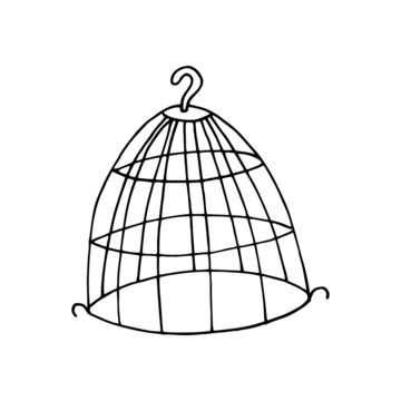 Birdcage. hand drawn vector illustration in doodle style. minimalism, monochrome. icon, sticker.