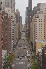 Fototapeta na wymiar downtown city, nyc, manhattan city view from above, urban, skyline, buildings, summer